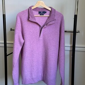 Vineyard Vines Classic Quarter-Zip 100 % Cashmere Sweater Large Lilac Pre-Owned